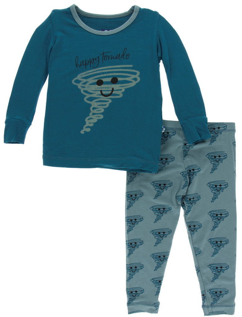 KicKee Pants Heritage Blue Happy Tornado L/S Pajama Set Basically