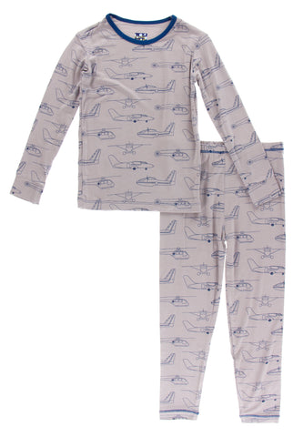 KicKee Pants Feather Heroes in the Air L/S Pajama Set, KicKee Pants, 2pc Pajama Set, Bamboo Pajama, Bamboo Pajama Set, Bamboo Pajamas, CM22, KicKee, KicKee LS Pajama Set, kickee Pajama Set, K