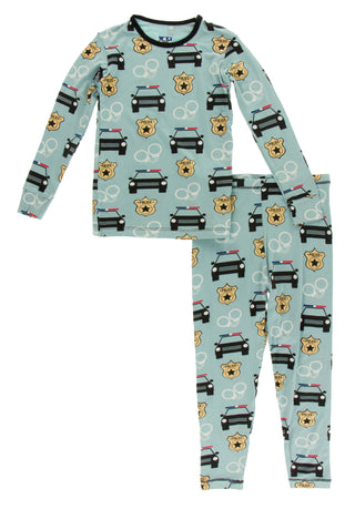 KicKee Pants Jade Law Enforcement L/S Pajama Set, KicKee Pants, 2pc Pajama Set, Bamboo Pajama, Bamboo Pajama Set, Bamboo Pajamas, CM22, KicKee, KicKee LS Pajama Set, kickee Pajama Set, KicKee