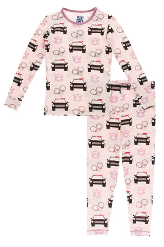 KicKee Pants Macaroon Law Enforcement L/S Pajama Set, KicKee Pants, 2pc Pajama Set, Bamboo Pajama, Bamboo Pajama Set, Bamboo Pajamas, CM22, KicKee, KicKee LS Pajama Set, kickee Pajama Set, Ki