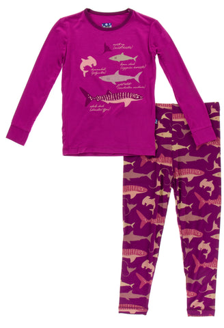 KicKee Pants Melody Sharks L/S Pajama Set, KicKee Pants, CM22, KicKee, KicKee Oceanography, KicKee Pants Long Sleeve Pajama Set, KicKee Pants Melody Sharks, KicKee Pants Melody Sharks L/S Paj