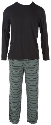 KicKee Pants Succulent Kenya Stripe Men's Long Sleeve Pajama Set, KicKee Pants, CM22, Kenya, KicKee, KicKee Pants, KicKee Pants Kenya, KicKee Pants Kenya Collection, KicKee Pants Men's Pajama