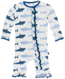 KicKee Pants Natural Megalodon Muffin Ruffle Coverall, KicKee Pants, CM22, Coverall, Coverall with Snaps, Cyber Monday, Els PW 5060, Els PW 8258, End of Year, End of Year Sale, Fitted Coveral