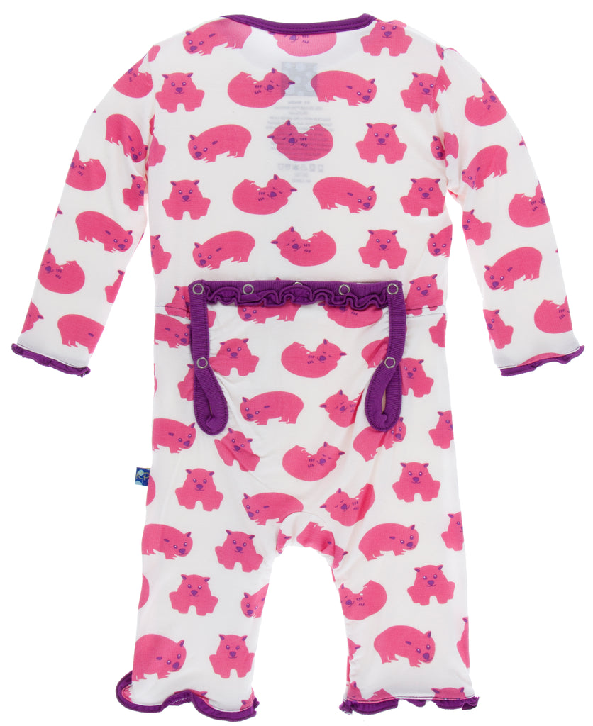 KicKee Pants Natural Wombat Muffin Ruffle Coverall with Snaps