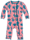 KicKee Pants Strawberry Cactus Muffin Ruffle Coverall with Snaps, KicKee Pants, Cactus, CM22, Coverall with Snaps, Girl Cactus, KicKee, KicKee Cancun, KicKee Coverall with Snaps, KicKee Pants