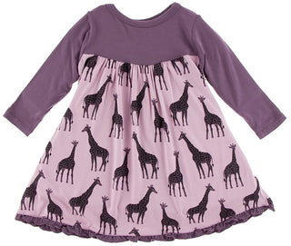 KicKee Pants Sweet Pea Giraffe Classic KP Long Sleeve Swing Dress, KicKee Pants, Black Friday, Classic Swing Dress, CM22, Cyber Monday, Els PW 5060, Els PW 8258, End of Year, End of Year Sale