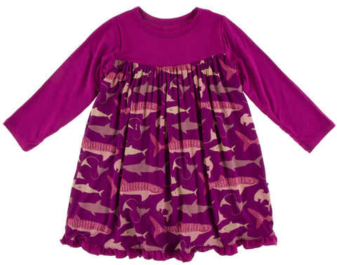 KicKee Pants Melody Sharks Classic L/S Swing Dress, KicKee Pants, Classic LS Swing, Classic LS SWing Dress, CM22, KicKee, KicKee LS Swing Dress, KicKee Oceanography, KicKee Pants Melody Shark