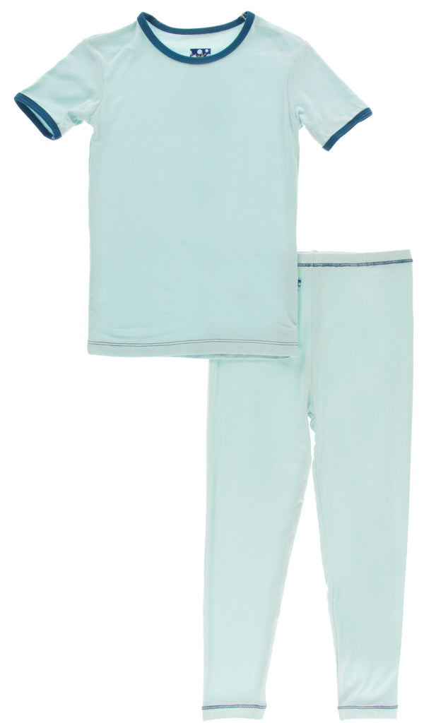 KicKee Pants Solid Spring Sky with Twilight S/S Pajama Set Basically