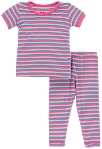 KicKee Pants Flamingo Anniversary Stripe Short Sleeve Pajama Set, KicKee Pants, 2pc Pajama Set, Black Friday, CM22, Cyber Monday, Els PW 5060, Els PW 8258, End of Year, End of Year Sale, Flam