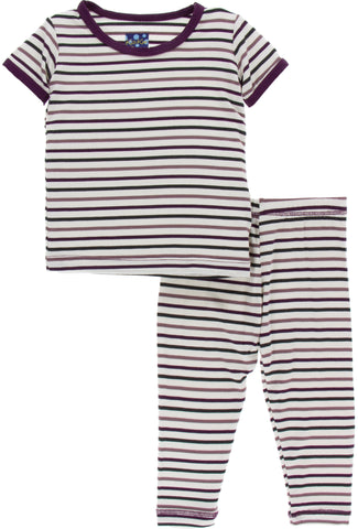 KicKee Pants Tuscan Vineyard Stripe S/S Pajama Set with Pants, KicKee Pants, Black Friday, cf-size-3t, cf-size-4t, cf-type-pajama-set, cf-vendor-kickee-pants, CM22, Cyber Monday, KicKee, KicK