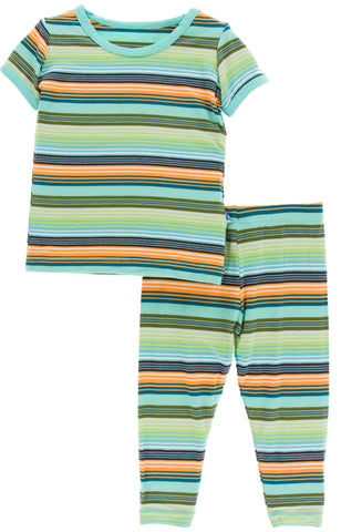 KicKee Pants Cancun Glass Stripe S/S Pajama Set with Pants, KicKee Pants, Black Friday, Cancun Boy Stripe, Cancun Glass Stripe, Cancun Stripe, CM22, Cyber Monday, Els PW 5060, Els PW 8258, En