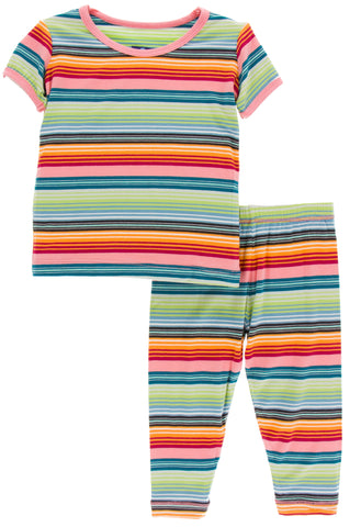 KicKee Pants Cancun Strawberry Stripe S/S Pajama Set with Pants, KicKee Pants, Black Friday, Cancun Girl Stripe, Cancun Strawberry Stripe, Cancun Stripe, CM22, Cyber Monday, Els PW 5060, Els 