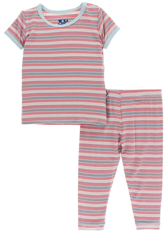 KicKee Pants India Dawn Stripe S/S Pajama Set with Pants, Kickee Pants, Black Friday, CM22, Cyber Monday, Els PW 8258, End of Year, End of Year Sale, India Dawn Stripe, India Stripe, KicKee, 