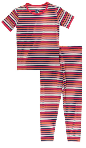 KicKee Pants Botany Red Ginger Stripe S/S Pajama Set with Pants, KicKee Pants, Botany, cf-size-12-years, cf-size-3t, cf-size-5-years, cf-type-pajama-set, cf-vendor-kickee-pants, CM22, Els PW 