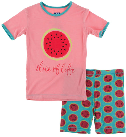 KicKee Pants Neptune Watermelon S/S Pajama Set with Shorts, KicKee Pants, Botany, CM22, KicKee, KicKee Botany, KicKee Pants, KicKee Pants Botany, KicKee Pants Neptune Watermelon, KicKee Pants