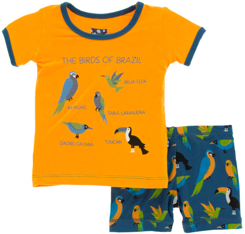 KicKee Pants Tropical Birds S/S Pajama Set with Shorts, KicKee Pants, Birds, brazil, CM22, KicKee, KicKee Brazil, kickee Pajama Set, KicKee Pants, KicKee Pants Brazil, KicKee Pants Tropical B