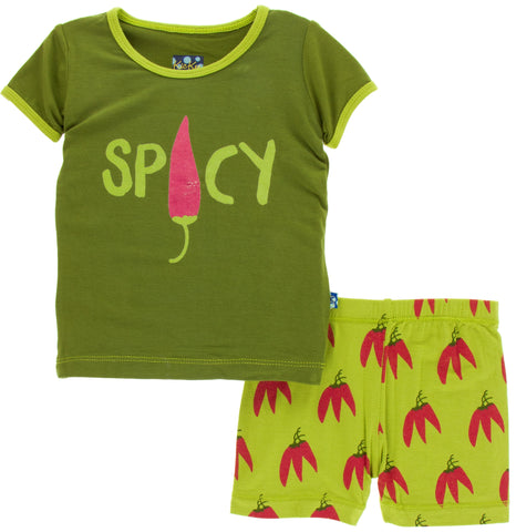 KicKee Pants Meadow Chili Peppers S/S Pajama Set with Shorts, KicKee Pants, Black Friday, CM22, Cyber Monday, Els PW 5060, Els PW 8258, End of Year, End of Year Sale, KicKee, KicKee Cancun, K