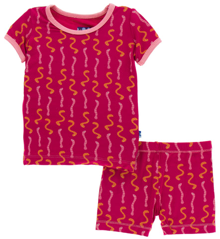 KicKee Pants Rhododendron Worms S/S Pajama Set with Shorts, KicKee Pants, Black Friday, CM22, Cyber Monday, Els PW 5060, Els PW 8258, End of Year, End of Year Sale, KicKee, KicKee Cancun, Kic
