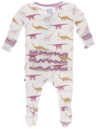 KicKee Pants Natural Sauropods Classic Ruffle Footie with Snaps, KicKee Pants, Black Friday, CM22, Cyber Monday, Els PW 8258, End of Year, End of Year Sale, footie, footieFootie with Snaps, K