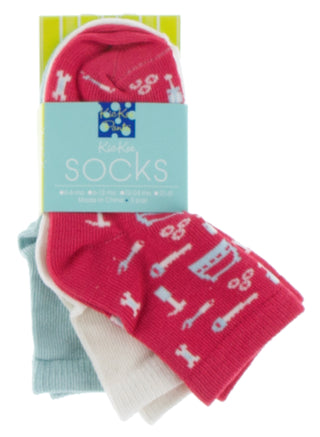 KicKee Pants Sock Set - Spring Sky / Flag Red Construction / Natural, KicKee Pants, CM22, KicKee, KicKee Pants Everyday Heroes, KicKee Pants Sock Set, kickee-pants, Sock Set - Basically Bows 