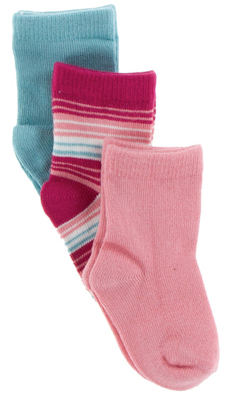 KicKee Pants Sock Set-Strawberry/Cancun Strawberry Stripe/Glacier, KicKee Pants, Black Friday, Cancun, Cancun Socks, Cancun Strawberry Stripe, CM22, Cyber Monday, Els PW 8258, End of Year, En
