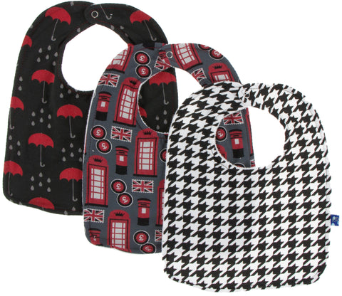 KicKee Pants London Bib Set-Umbrellas and Rain Clouds, Life About Town & Zebra Houndstooth, KicKee Pants, Bib Set, Black Friday, CM22, Cyber Monday, Els PW 8258, End of Year, End of Year Sale