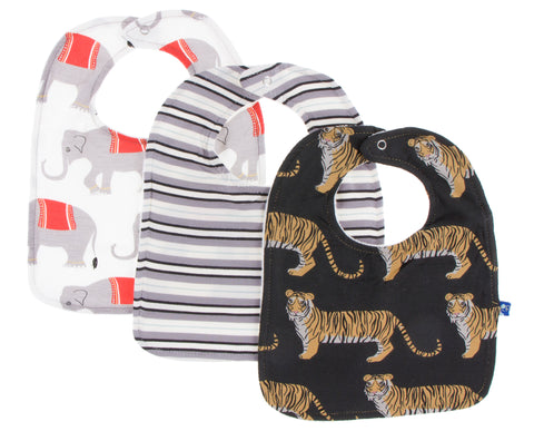 KicKee Pants Bib Set-Natural Indian Elephant/India Pure Stripe/Zebra Tiger, Kickee Pants, Bib Set, Black Friday, CM22, Cyber Monday, Els PW 5060, Els PW 8258, End of Year, End of Year Sale, I