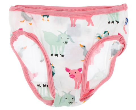 KicKee Pants Natural Farm Animals & Strawberry Milk Girls Underwear Set