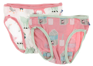 KicKee Pants Natural Farm Animals & Strawberry Milk Girls Underwear Set, KicKee Pants, CM22, Els PW 8598, Girls Underwear, KicKee, KicKee Girls Underwear, KicKee Pants, KicKee Pants Agricultu