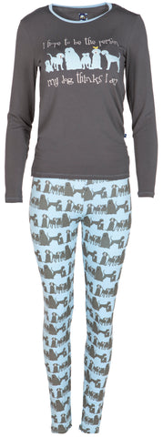 KicKee Pants London Dogs Women's Long Sleeve Fitted Pajama Set, KicKee Pants, Black Friday, CM22, Cyber Monday, Dogs, Els PW 5060, Els PW 8258, End of Year, End of Year Sale, KicKee, KicKee L