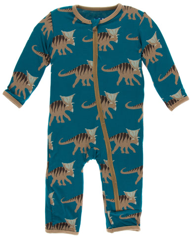 KicKee Pants Heritage Blue Kosmoceratops Coverall with Zipper, KicKee Pants, Black Friday, CM22, Coverall with Zipper, Cyber Monday, Els PW 8258, End of Year, End of Year Sale, Heritage Blue 