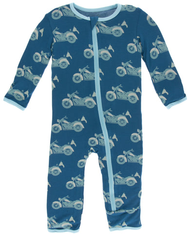 KicKee Pants Heritage Blue Motorcycle Coverall with Zipper, KicKee Pants, CM22, Coverall, Coverall with Zipper, Heritage Blue Motorcycle, Heritage Motorcyle, KicKee, KicKee Coverall, KicKee P