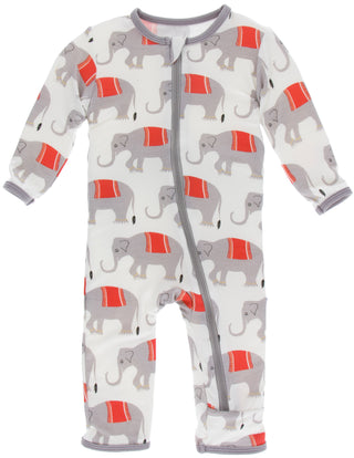 KicKee Pants Natural Indian Elephant Coverall with Zipper, Kickee Pants, Black Friday, cf-size-12-18-months, cf-type-coverall, cf-vendor-kickee-pants, CM22, Coverall, Coverall with Zipper, Cy