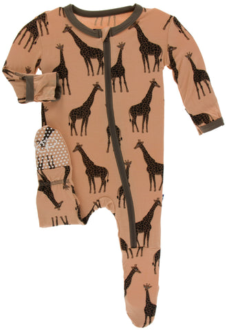 KicKee Pants Suede Giraffes Footie with Zipper, KicKee Pants, CM22, Footie with Zipper, Kenya, KicKe Pants Suede Giraffe, KicKee, KicKee Pants, KicKee Pants Footie with Zipper, KicKee Pants K