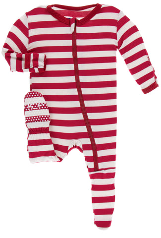KicKee Pants Candy Cane Stripe 2019 Footie with Zipper, KicKee Pants, All Things Holiday, Christmas, Christmas in July, CM22, Els PW 5060, Els PW 8258, End of Year, End of Year Sale, Footie w
