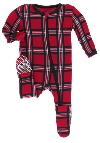 KicKee Pants Christmas Plaid 2019 Footie with Zipper, KicKee Pants, All Things Holiday, Christmas, Christmas in July, Christmas Plaid, CM22, Els PW 5060, Els PW 8258, End of Year, End of Year