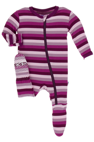 KicKee Pants Coral Stripe Footie with Zipper, KicKee Pants, CM22, Footie with Zipper, KicKee, KicKee Footie, KicKee Footie with Zipper, KicKee Oceanography, kickee pants footie, KicKee Pants 