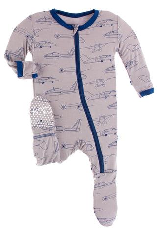 KicKee Pants Feather Heroes in the Air Footie with Zipper, KicKee Pants, Bamboo Footie, CM22, Footie, Footie with Zipper, Gender Neutral Footie, KicKee, KicKee Footie, KicKee Footie with Zipp