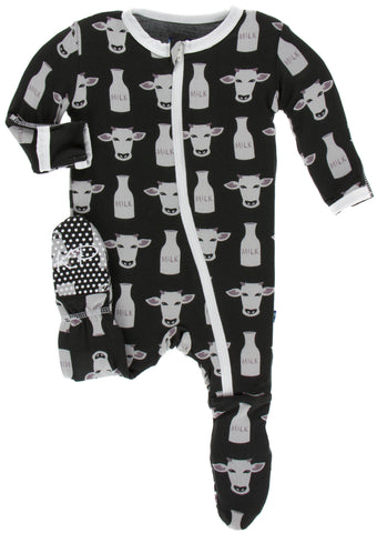 KicKee Pants Zebra Tuscan Cow Footie with Zipper, KicKee Pants, CM22, Footie, Footie with Zipper, KicKee, KicKee Pants, KicKee Pants Footie, KicKee Pants Footie with Zipper, KicKee Pants Tusc