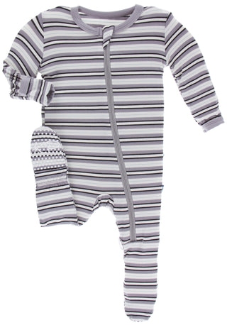 KicKee Pants India Pure Stripe Footie with Zipper, Kickee Pants, Black Friday, CM22, Cyber Monday, Els PW 8258, End of Year, End of Year Sale, Footie with Zipper, India Pure Stripe, India Str