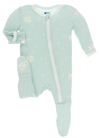 KicKee Pants Spring Sky Full Moon Footie with Zipper, KicKee Pants, CM22, Footie, Footie with Snaps, KicKee, KicKee Footie, KicKee Footie with Zipper, KicKee Pants, KicKee Pants Astronomy, Ki