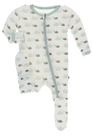 KicKee Pants Natural Snails Footie with Zipper, KicKee Pants, cf-size-6-9-months, cf-type-footie, cf-vendor-kickee-pants, CM22, Els PW 5060, Footie with Zipper, KicKee, KicKee Footie, KicKee 