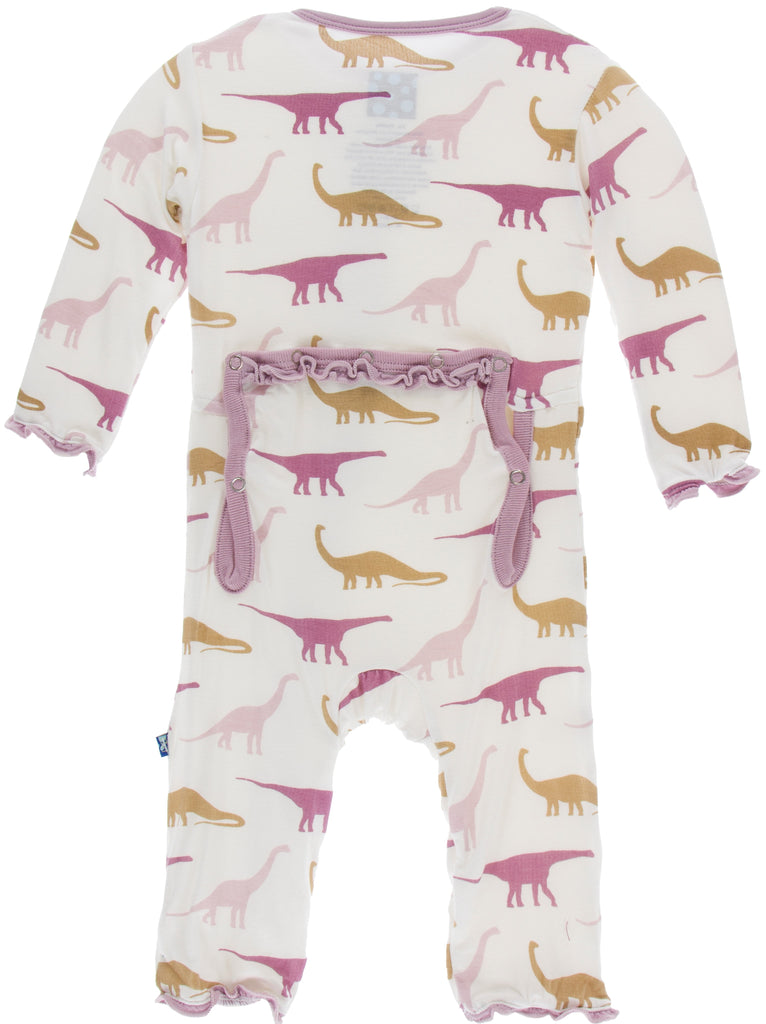 KicKee Pants Natural Sauropods Muffin Ruffle Coverall with Zipper