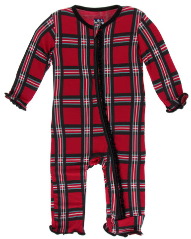 KicKee Pants Christmas Plaid 2019 Muffin Ruffle Coverall with Zipper, KicKee Pants, All Things Holiday, Christmas, Christmas in July, Christmas Plaid, Christmas Plaid 2019, CM22, Coverall wit