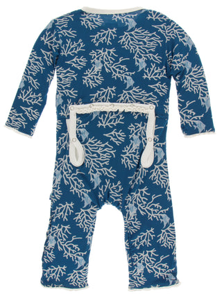 KicKee Pants Twilight Coral Fans Muffin Ruffle Coverall with Zipper, KicKee Pants, CM22, Coverall, Coverall with Zipper, Els PW 5060, KicKee, KicKee Oceanography, KicKee Pants, KicKee Pants C