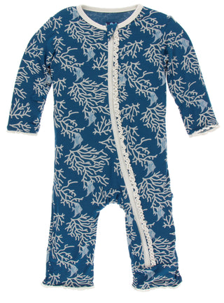 KicKee Pants Twilight Coral Fans Muffin Ruffle Coverall with Zipper, KicKee Pants, CM22, Coverall, Coverall with Zipper, Els PW 5060, KicKee, KicKee Oceanography, KicKee Pants, KicKee Pants C