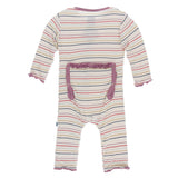 KicKee Pants Everyday Heroes Multi Stripe Muffin Ruffle Coverall with Zipper, KicKee Pants, CM22, Coverall, Coverall with Zipper, Coveralls, Fitted Coverall, KciKee Coverall, KicKee, KicKee C