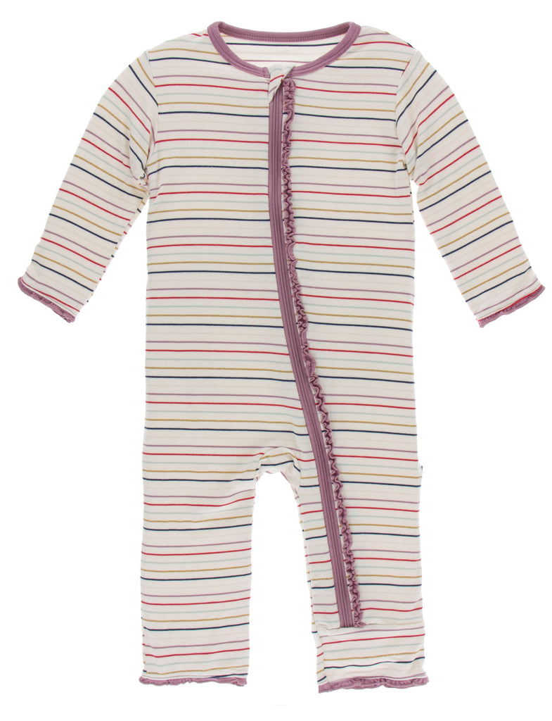KicKee Pants Everyday Heroes Multi Stripe Muffin Ruffle Coverall with
