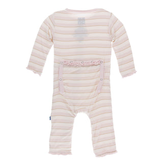 KicKee Pants Everyday Heroes Sweet Stripe Muffin Ruffle Coverall with Zipper, KicKee Pants, CM22, Coverall, Coverall with Zipper, Coveralls, Fitted Coverall, KciKee Coverall, KicKee, KicKee C