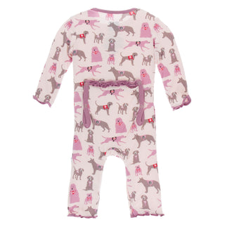 KicKee Pants Macaroon Canine First Responders Muffin Ruffle Coverall with Zipper, KicKee Pants, CM22, Coverall, Coverall with Zipper, Coveralls, Fitted Coverall, KciKee Coverall, KicKee, KicK